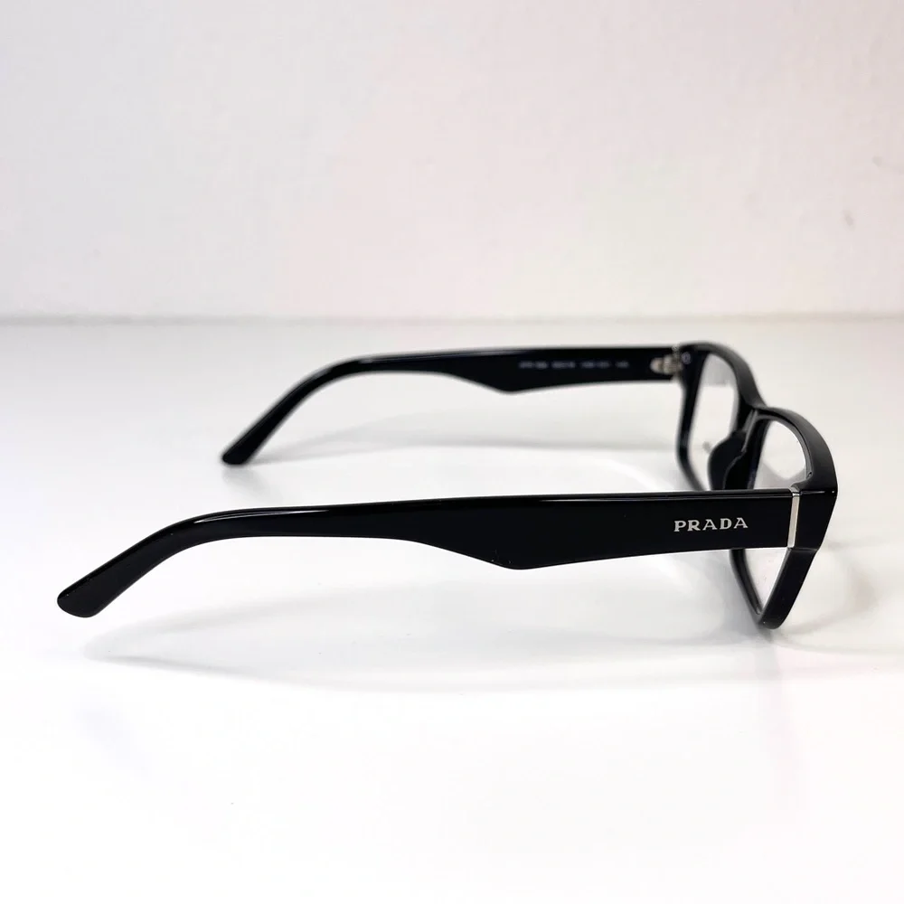 PRADA 55mm Rectangular Optical Glasses Black NEW In Case With Box